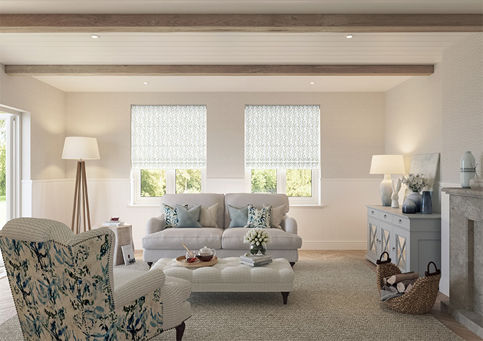 Boughton Faux Silk, Blue - Motorised Roman Blind - Image 8